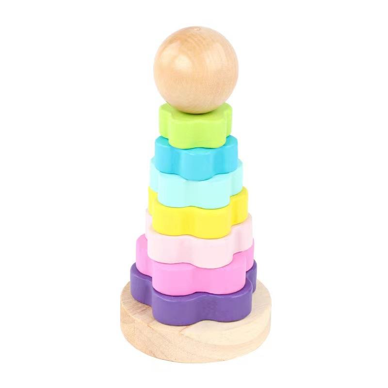 Wooden Children's Rainbow Tower Tumbler Stacked High Set of Columns Parent-child Activity Baby Early Education Educational Toys