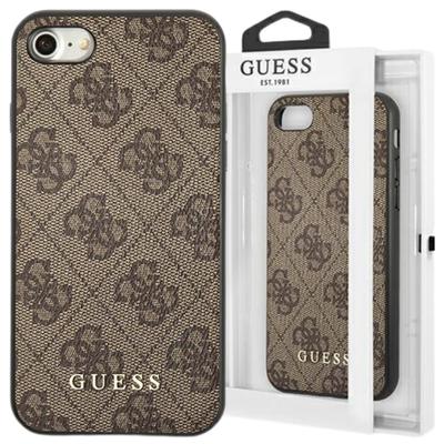 Guess Guhci8G4Gfbr Iphone Se 2022 / 2020 / 7 / 8 Custodia rigida marrone 4G Logo in metallo dorato