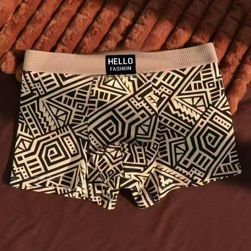 Men's Mid-Rise Ethnic Style Retro Boxer Briefs - Trendy & Breathable