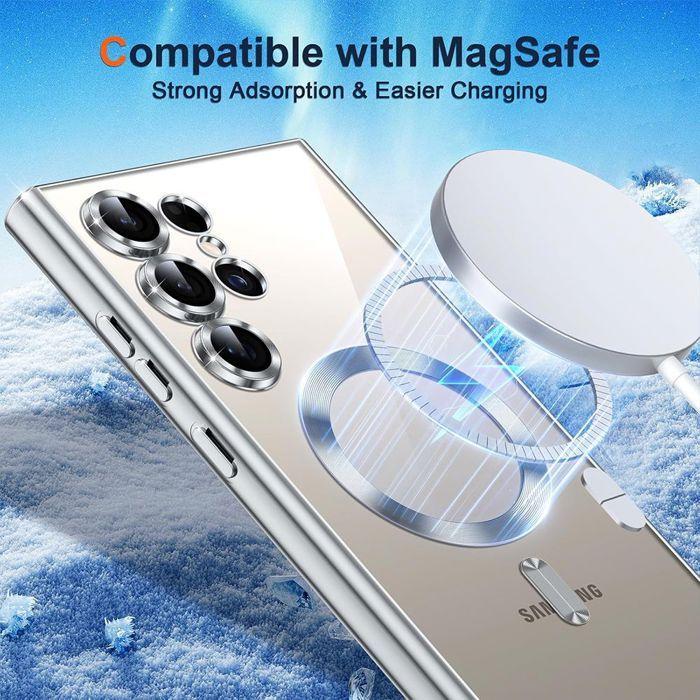 Case for Samsung Galaxy S25 Ultra - with Magnetic Ring - Silver + 2 Tempered Glasses - BOOLING®