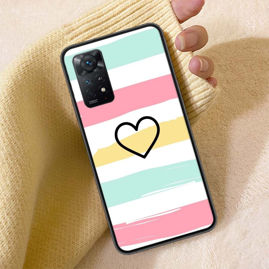 Rainbow Gradient Love Phone Case For Redmi Note 13 14 15 Pro Plus 12 13C 12C 15C 9 10 10C 9T 9C 9A TPU Soft Cover Clear Cell Cas