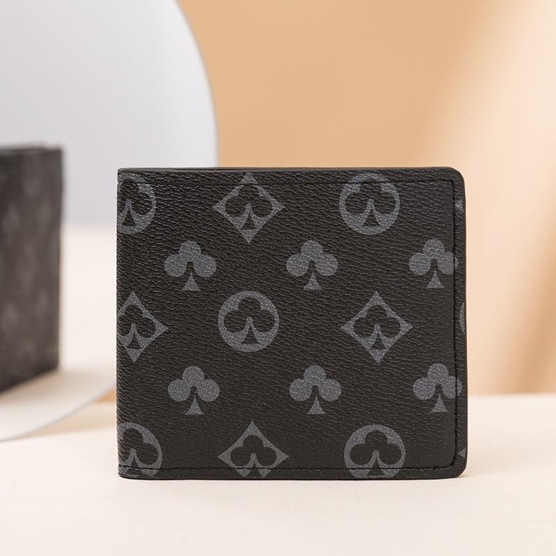 Men's wallet new trendy short classic printed card bag multi-functional small bag business leather wallet small wallet