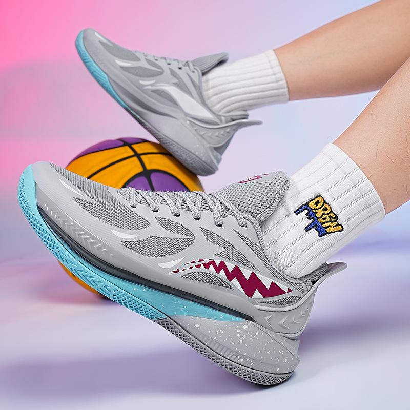 New Basketball Shoes Actual Competition Sports Shoes Mesh Breathable Youth Sports Middle and Old Children Running Shoes Men