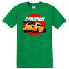 Evo Car Art T Shirt for Car Enthusiasts Cool Tee Retro Graphic Design Orange