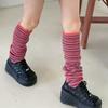 Winter Retro Stripes Leg Warmers Street Popular Knitted Cotton Long Socks Women Warmer Stretchy Boots Cuffs Leg Cover Stockings