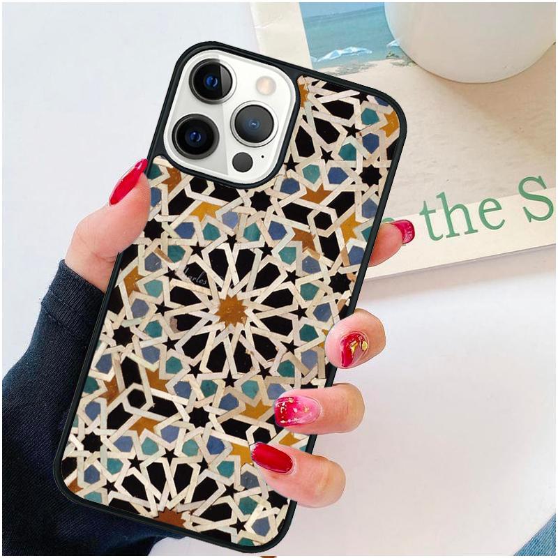 

Moroccan Tile Phone Case For iPhone 17 Air 16 16e 15 14 plus 11 12 13 Pro max Soft Bumper Shell Cover coque iPhone 11pro max