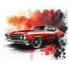 Famous Brand Chevy Vintage Cars Poster Watercolor Canvas Painting Luxurious Wall Art for Man Cave Room Home Decor Car Lover Gift