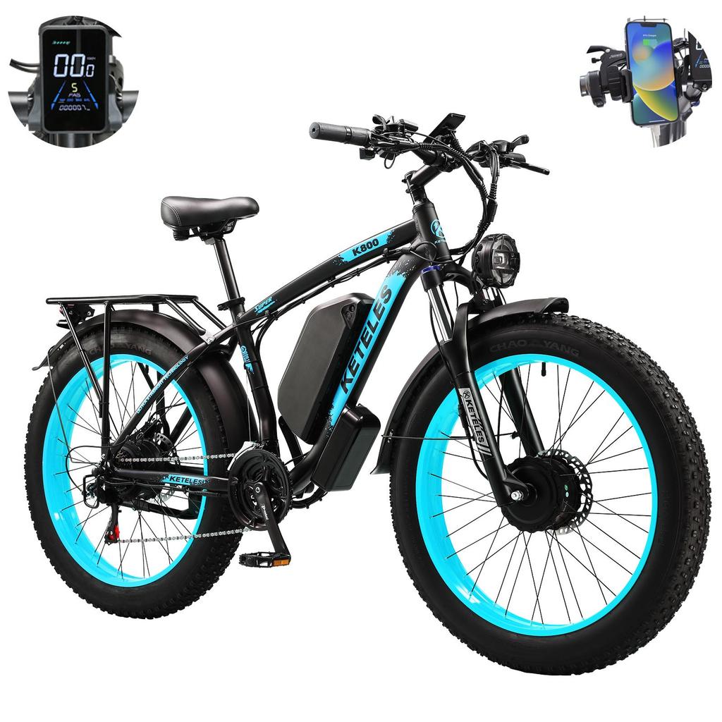 KETELES K800 Elektrofahrrad mit Doppelmotor, 48V 23Ah Akku, Shimano 21-Gang