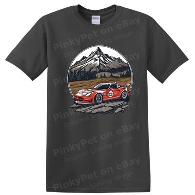 Racing Car T Shirt Vintage Mountain Landscape Graphic Tee Auto Lover Gift