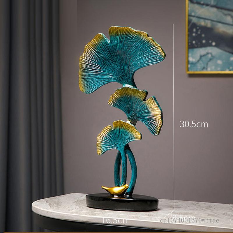 Ginkgo Leaf Sculpture for Home Decoration Creative Light Yellow and Green Simulation Resin Gift Office and Study Living Room 1PC