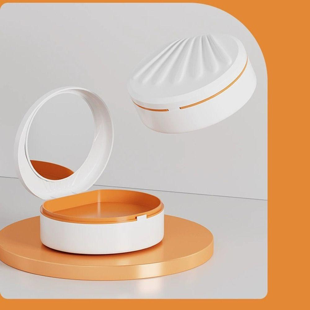 Double Layer Denture Bath Storage Box Shell Shaped False Teeth Box  Women Men