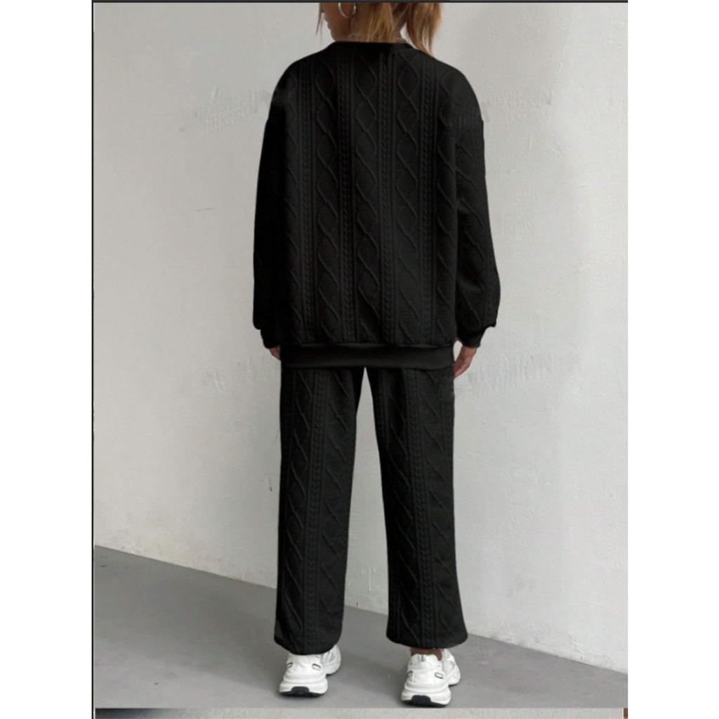 Women's clothing, thread, jacquard, long pants, casual, two-piece set, suit, women's