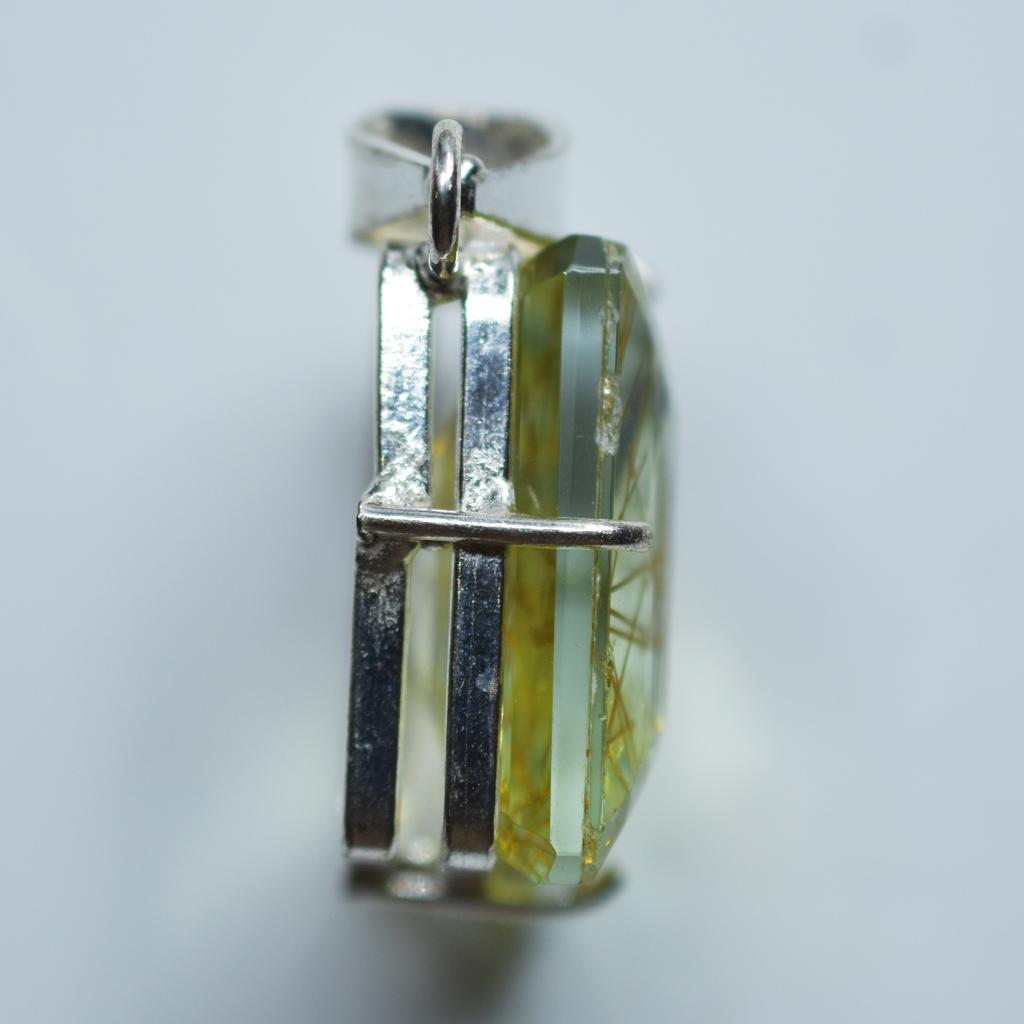 Natural Sterling 925 Silver Yellow Topaz Pendant Square 84.60 Ct Gems CERTIFIED my-346-k