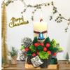 Decorative Candle with Wooden Stand Wax Pillar Design Round Merry Christmas Candles with Decoration Items