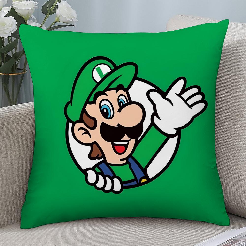 Super Cute Style M-MarioS Pillow Case Short Plush Pillow Covers Sofa Decorative Gift Home Double-sided Printing Cushion Cover
