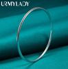URMYLADY 925 Sterling Silver 1.5mm Smooth Bangles Bracelet For Women Fashion Charm Jewelry