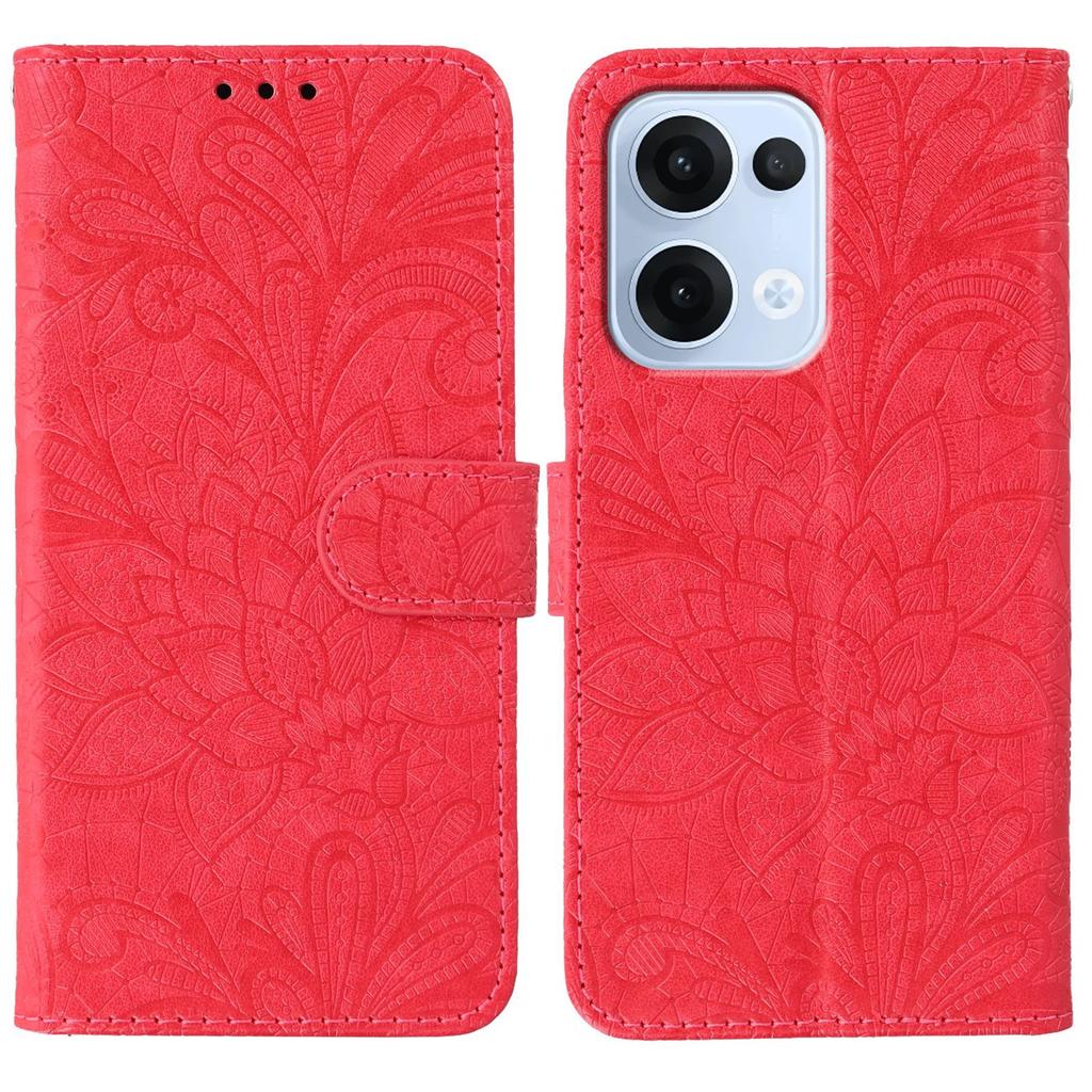 Pro Oppo Reno13 5G (Globální) Pouzdro Krajkové Květiny PU Kůže Flip Peněženka Kryt na Telefon