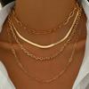 European-American Minimalist Snake Chain Necklace Set: 4-Piece Versatile Layered Design for Women