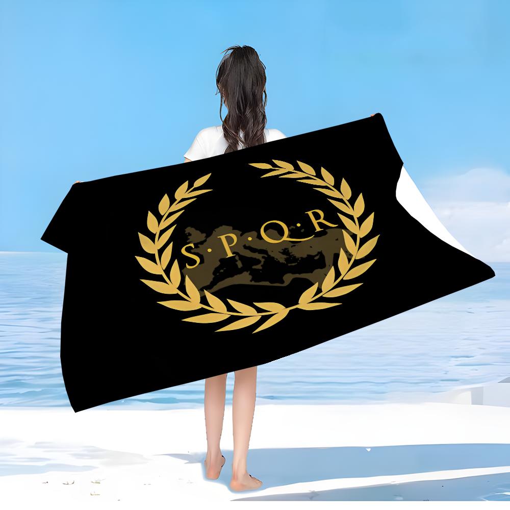 Asciugamani da Spiaggia Grandi in Microfibra Stampati SPQR Romano Asciugamano ad Asciugatura Rapida Asciugamani da Spiaggia Sabbiosa Asciugamano da Piscina per Viaggio Piscina Nuoto Yoga