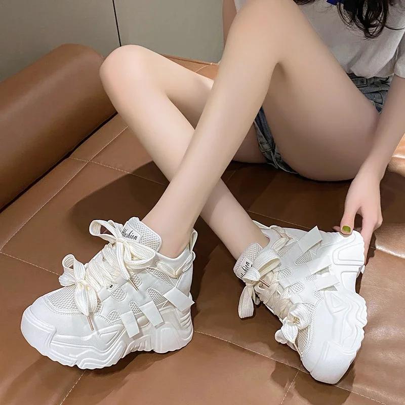 Høye Plattform Sneakers Kvinner Tykk Såle Sport Damer Treningssko Vulkaniserte Sko Kvinne Chunky Sneakers Zapatillas Mujer