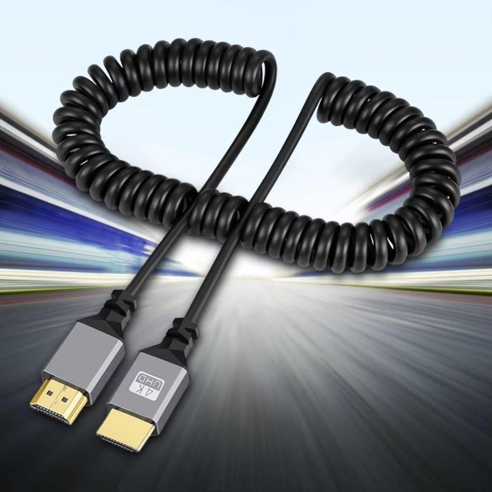 4K 60HZ Micro Mini HDMI TO HDMI Spiral Cable 0.5-2.4M Flexible HDMI-Compatible Spring Cable Extension Male to Male Plug Cable