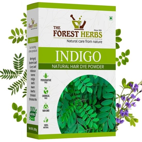 The Forest Herbs Soin Naturel de la Nature Poudre de Feuilles d'Indigo, 200g (Paquet De 1) Bio Pour Couleur Cheveux Noir (200g (Paquet De 1)