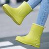 Women's Trendy Mid-Calf Waterproof Fleece-Lined Rain Boots - Non-Slip & Wear-Resistant for Outdoor Camping.