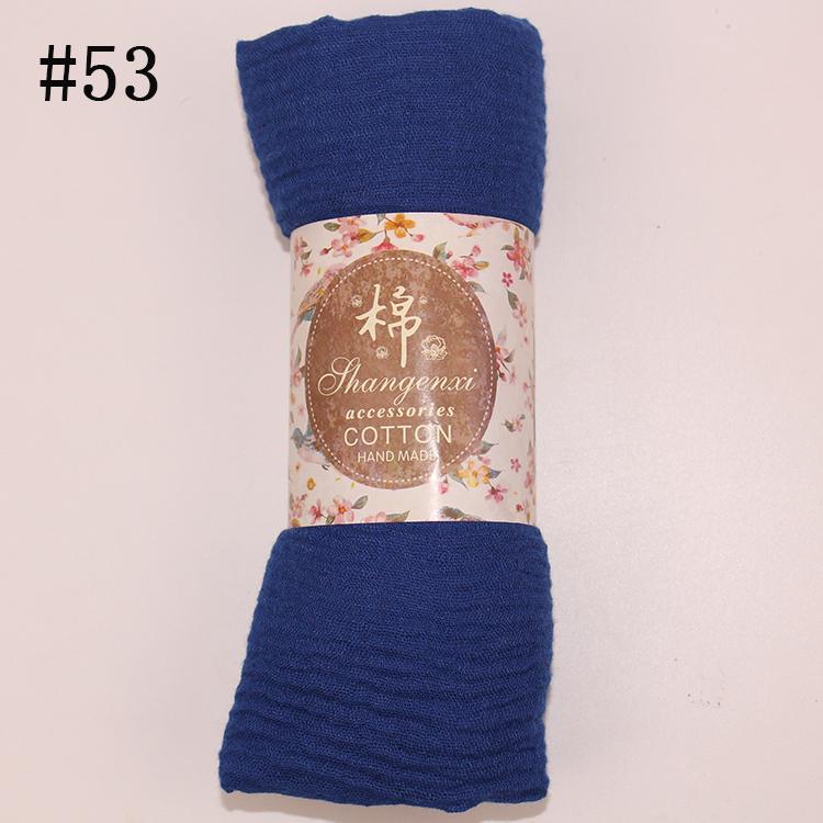 Muslim Women Solid Color Scarf Shawl Cotton Crinkle Hijab