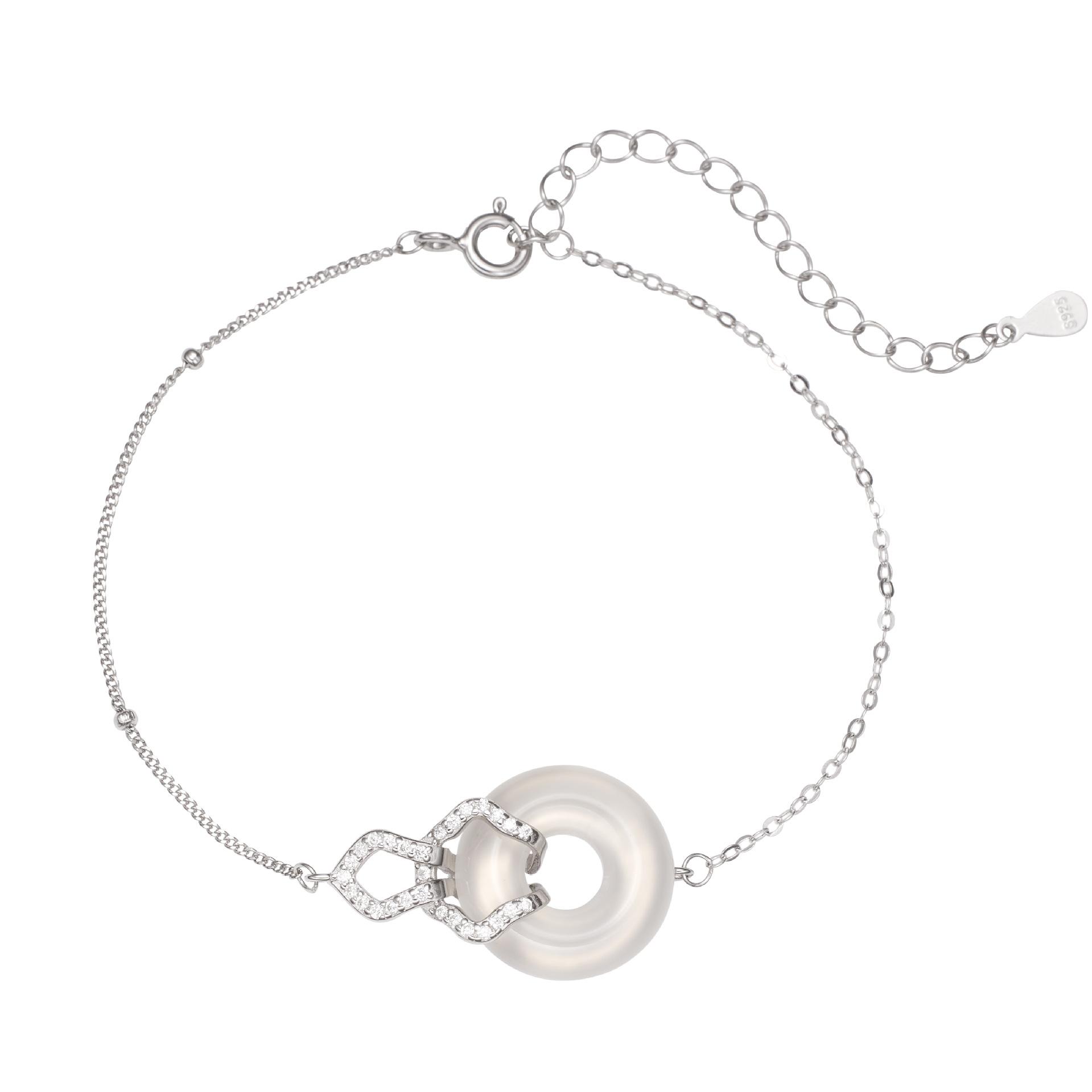 

Браслет з срібла 925 проби з палацовою застібкою-оберегом, мода для жінок, легка розкіш, білий агат, халцедон, ювелірні вироби у формі гарбуза, інкрустовані цирконами 925 silver