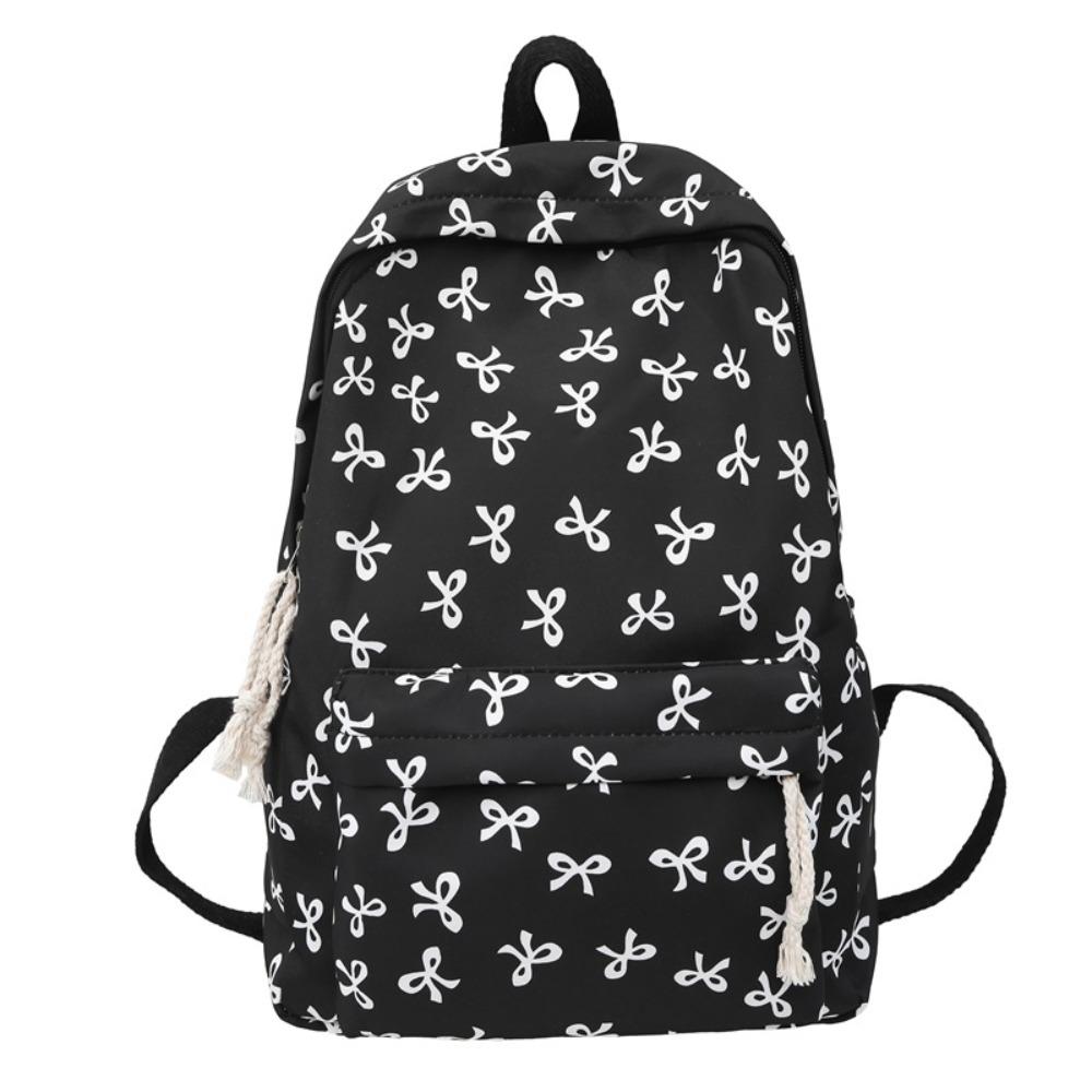 

Nylon Bow Backpack Lightweight Teenagers Shoulder Bag Cute Students School Bag Ladies/Girls черный белый