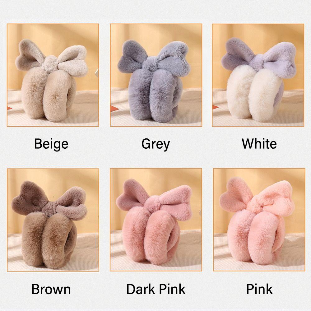 Outdoor Bowknot Warm Earmuffs Plush Foldable Ear Muffs Cute Winter Ear Warmers for Women