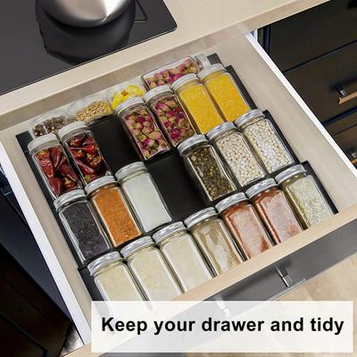 Spice Drawer Organizer 4 Tier Stepped Design Seasoning Rack 4 Pack Expandable Kitchen Storage Spice Jar