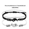 2pcs Jewelry Set Couple Black White Tai Chi Bracelet Rope Adjustable Chain Set Simple Style Daily Wear Jewelry