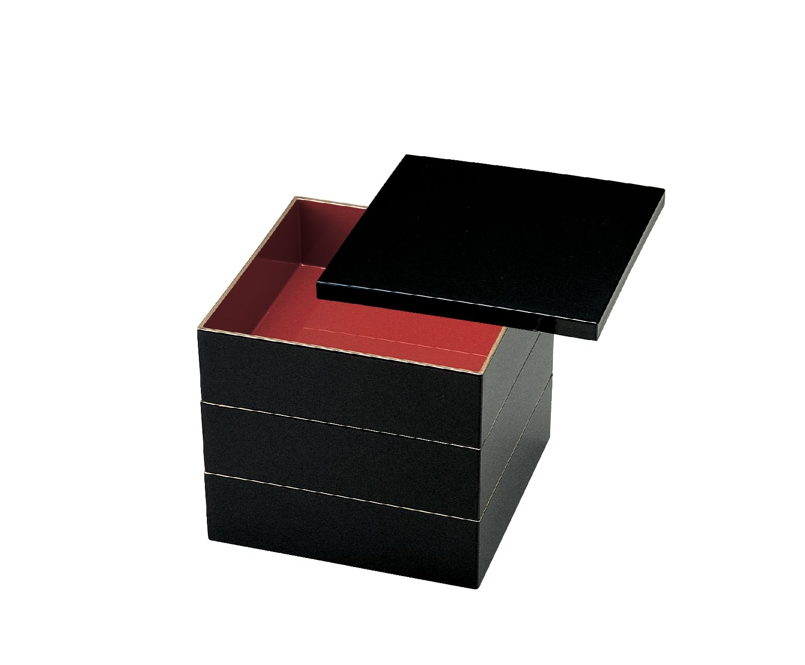 

Wakaizumi Hanabiju Black with Red Interior and Gold 3 Lacquerware, 6.5-inch (Flower-like Box), Rim, Tiers, H-150-19A