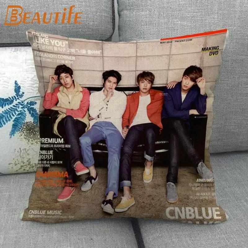 45X45cm CNBLUE KPOP Pillow Cover Square Zipper Cotton Linen Fabric Pillow Cases Bedroom Home Decorative Boys Girls Gift
