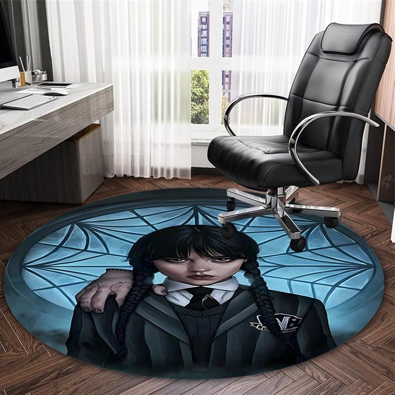 1pc Addams Family Wednesday3 Print Round Carpet Chair Round Carpet Suitable for Bedroom Living Room Home Decorative Carpet