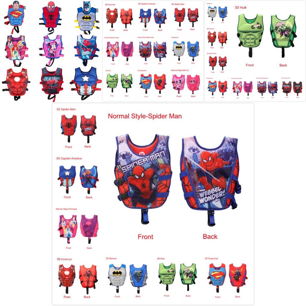 Helle Farbe Superheldenmuster Kinder Schwimmweste Mit Verstellbarer Taille Zum Sicheren Schwimmen