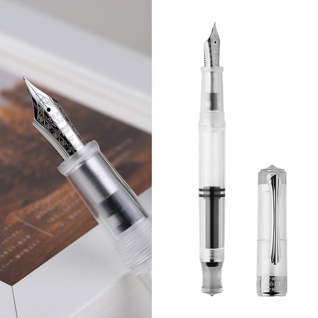 PENBBS 470 Vacuum Filling Fountain Pen Blade/Round Nib Pen Large Capacity Transparent Acrylic Business Writing Gift Pen
