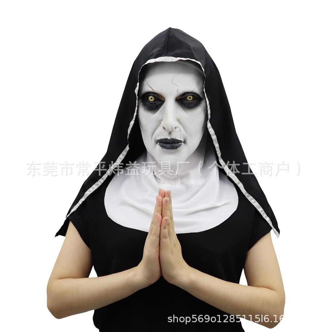 Halloween Nun Mask - Spooky Female Ghost Headwear from The Conjuring 2