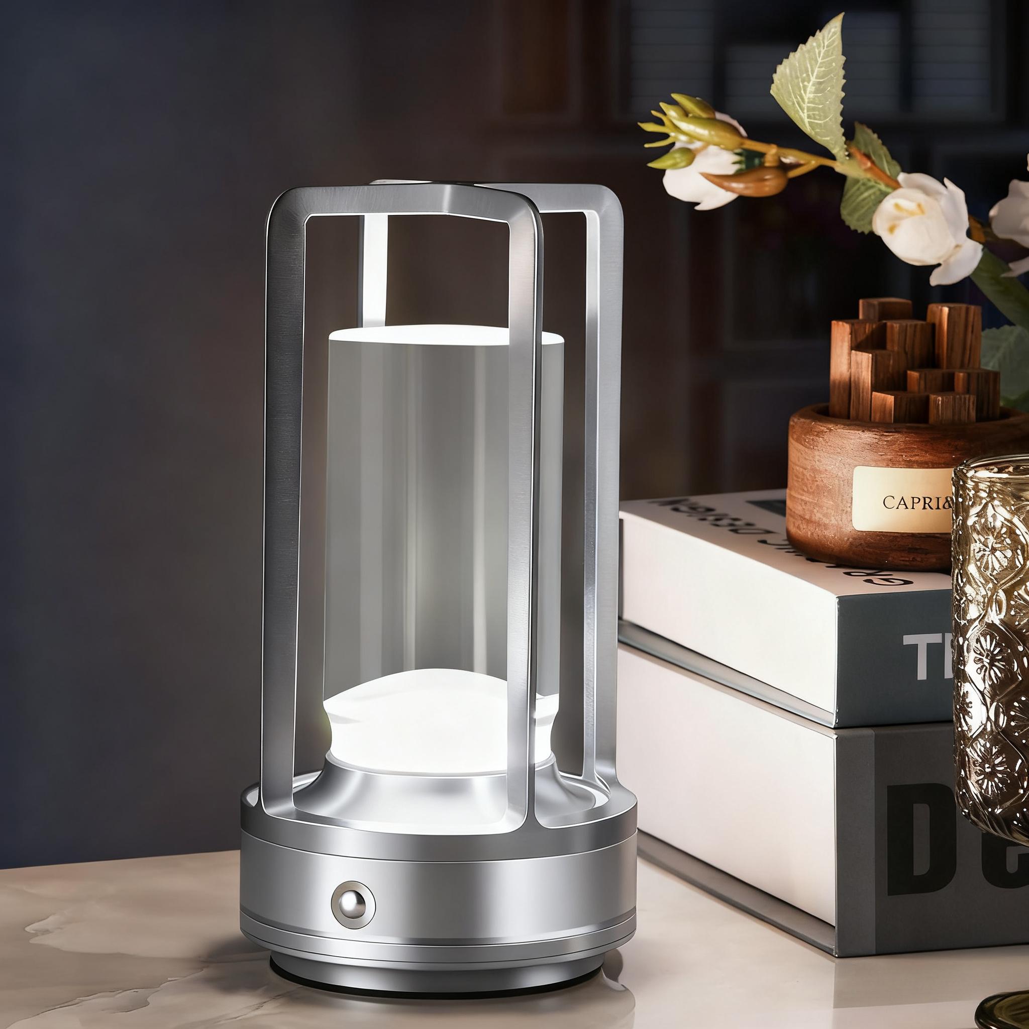 

Rechargeable Crystal Table Lamp, LED Retro Table Light, Outdoor Camping Atmosphere Night Light With Touch Control for Party 3Color Dimmable срібний