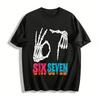 Skeleton Hands Six Seven Donut Print Casual Short Sleeve T-Shirt Pure Cotton T-shirt