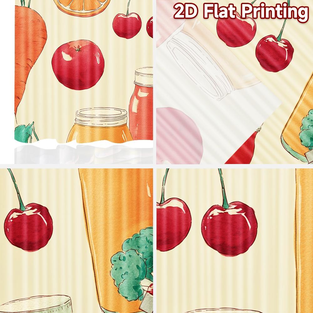 Set Of 2 Flat Printing Curtains Without Rod Fresh Market Ingredients Valentine Is Day Festival Creative Fabric Curtain Polyester