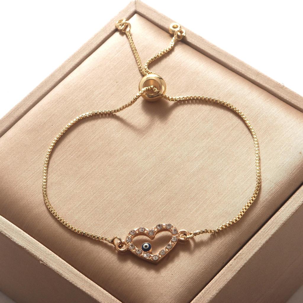 Verstellbares Strass-Herzaugen-Armband für Damen – Einfache Mode mit südostasiatischem Flair