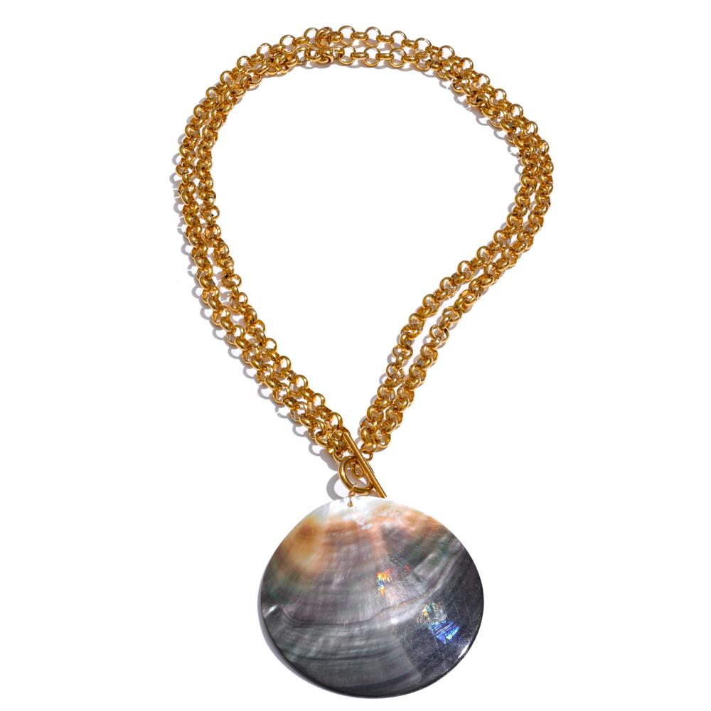Eetit Summer Big Shell Pendant Necklace Ocean Series Statement Stainless Steel Chain Popular Attractive Jewelry Recommend