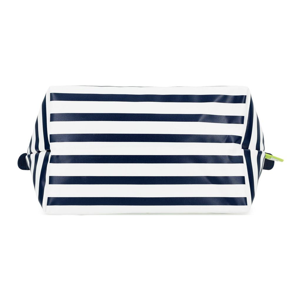 Longchamp Le Pliage 23 Striped Snap Zipper Closure Short Handle Canvas And Leather Dumpling Tote Bag Small Women Tote Bags Navy-Blue White 1621HDF165