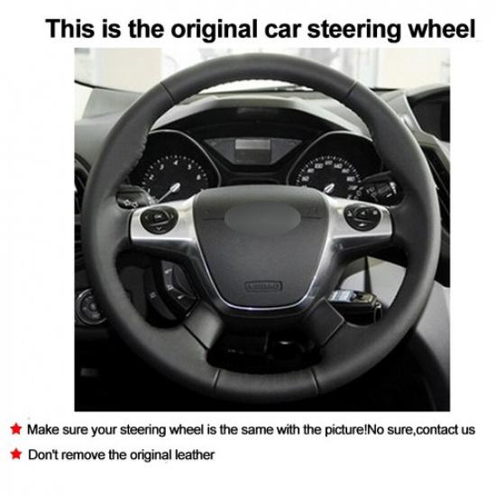 DIY Suede Car Steering Wheel Cover For Ford Focus 3 2012-2014 KUGA Escape C-MAX