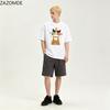 ZAZOMDE Street Hip Hop Hand Painted Kitten Pattern Tshirt Unisex Summer Loose Short Sleeve Trendy Aesthetic Casual Tops