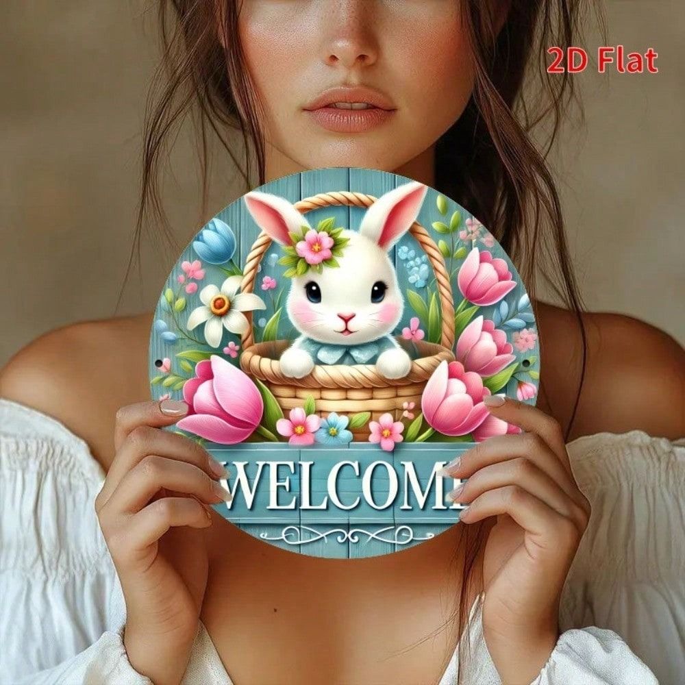 

Vintage Rabbit Welcome Metal Sign Wall Decor