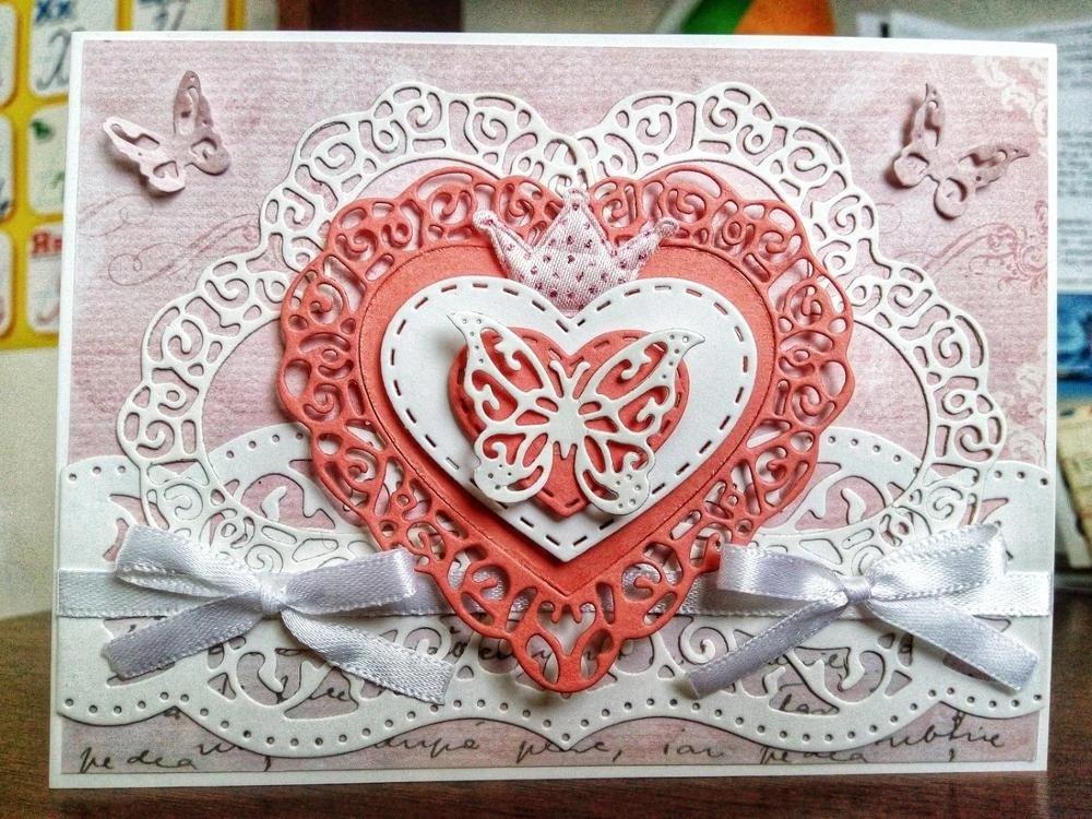 Heart Lace Hollow Frame Metal Steel Cutting Dies Stencil DIY Paper Card Embossing Die Template