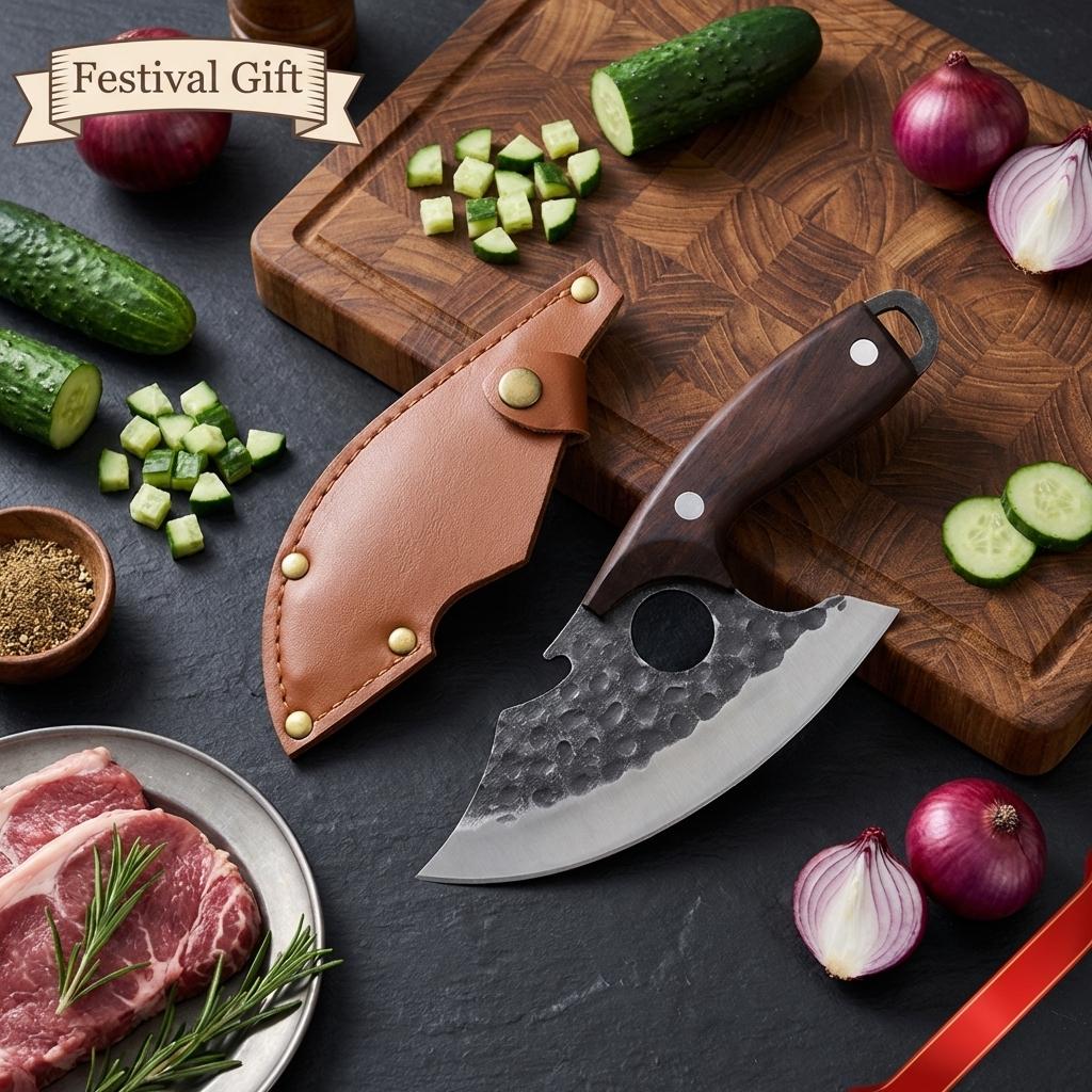 Multi-function Knife Hand-forged Boning Knife Stainless Steel Knife Ring Hand Knife Meat Knife Household Fruit Knife with cover